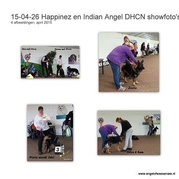 DHCN Show foto's van Angels in de ring. 4 Happinez-jes  met Filos, Zorro, Ziva en Sam en Indian Angel Novie